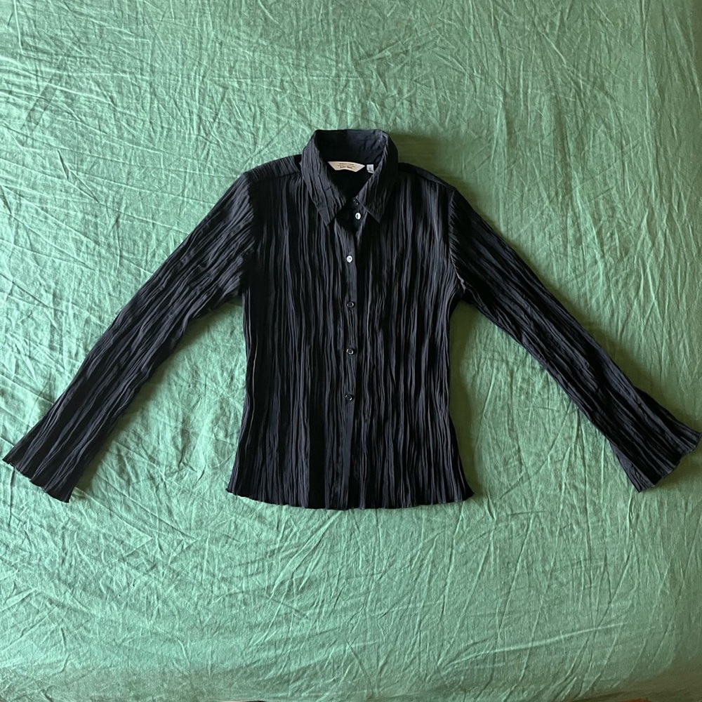& Other Stories Black Crinkle Blouse